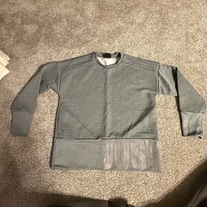 Nike Men's Ribbed Gray Crewneck Sweater